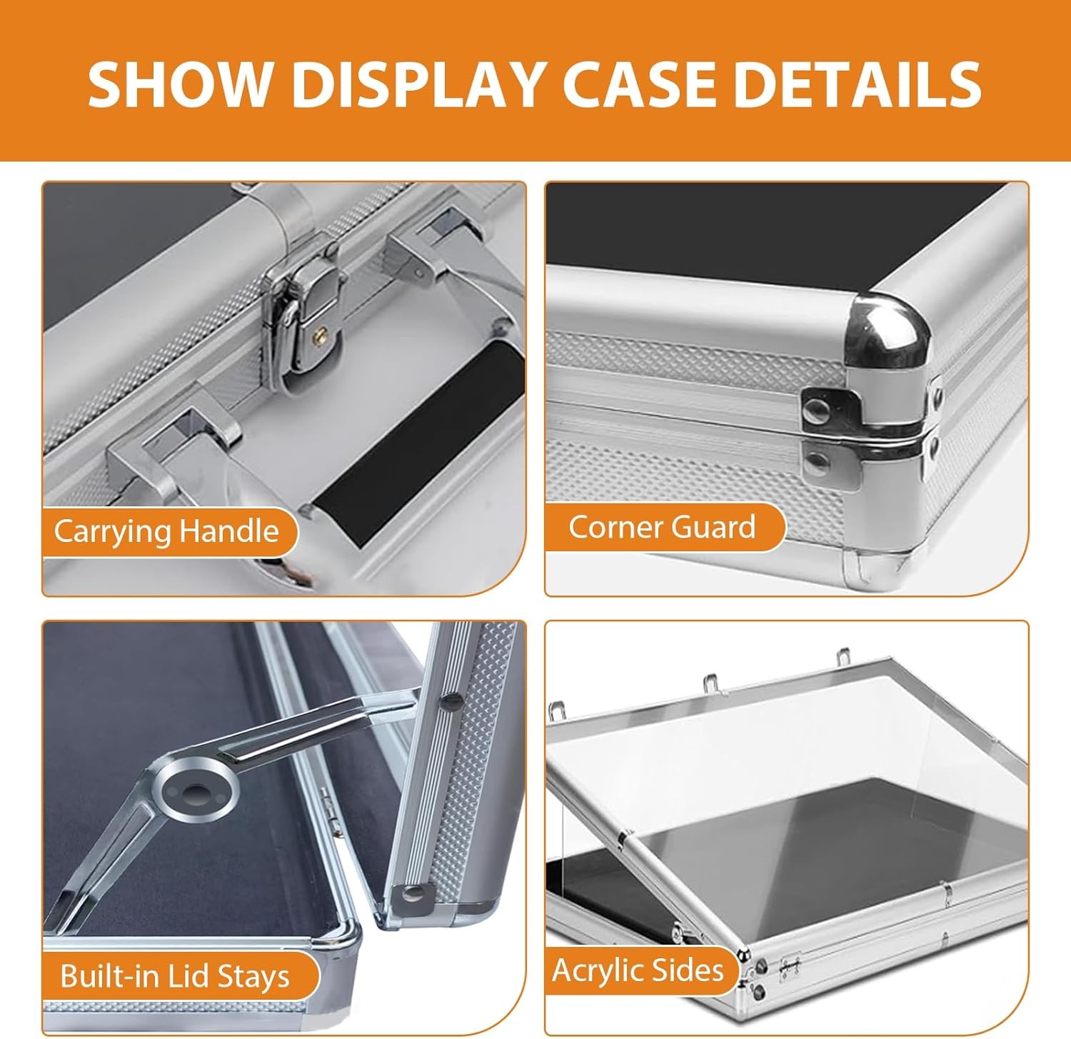 Locking Aluminum Display Case Showcase 34" x 22" Trade Show f Card Coin Jewelry