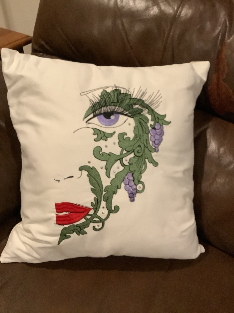 Decorative Machine Embroidered Pillow
