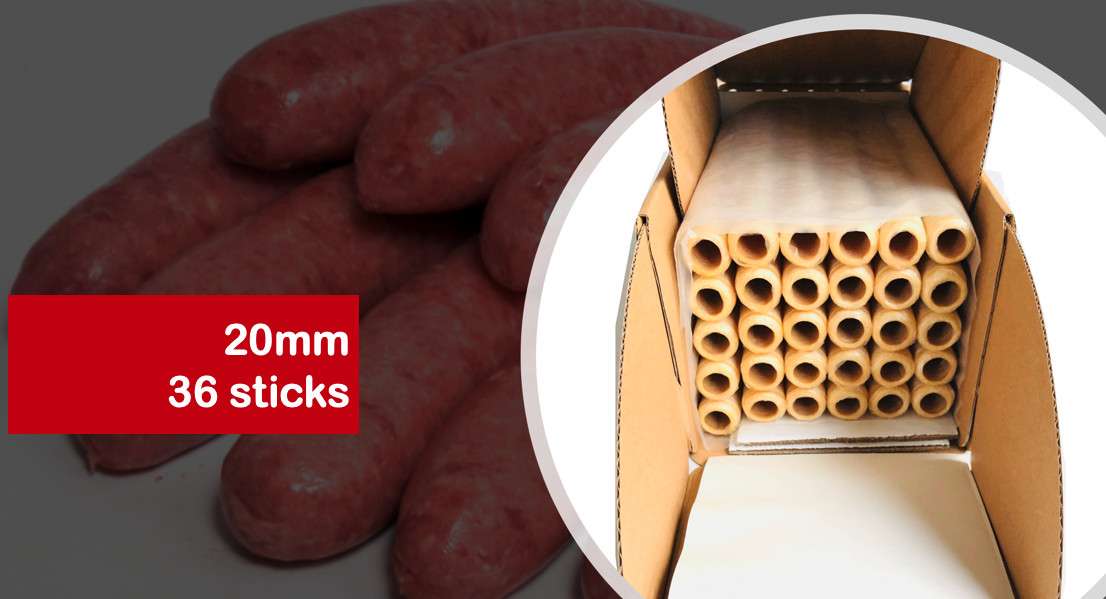 Collagen Casings Dry 20mm / 50ft for stuffing 416 Lb 3240 sausages 36 sticks