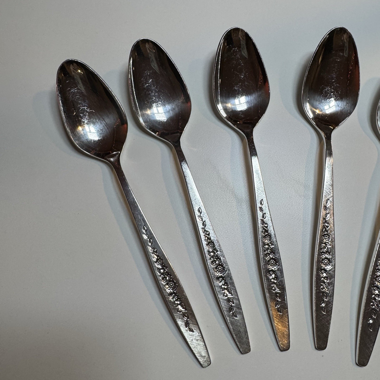 Set of 6 International Deep Silver Silverplate 1966 ~ Laurel Mist Tablespoon