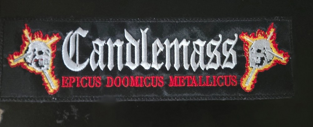 CANDLEMASS , EPICUS DOOMICUS METALLICUS, SEW ON BLACK BORDER EMBROIDERED PATCH