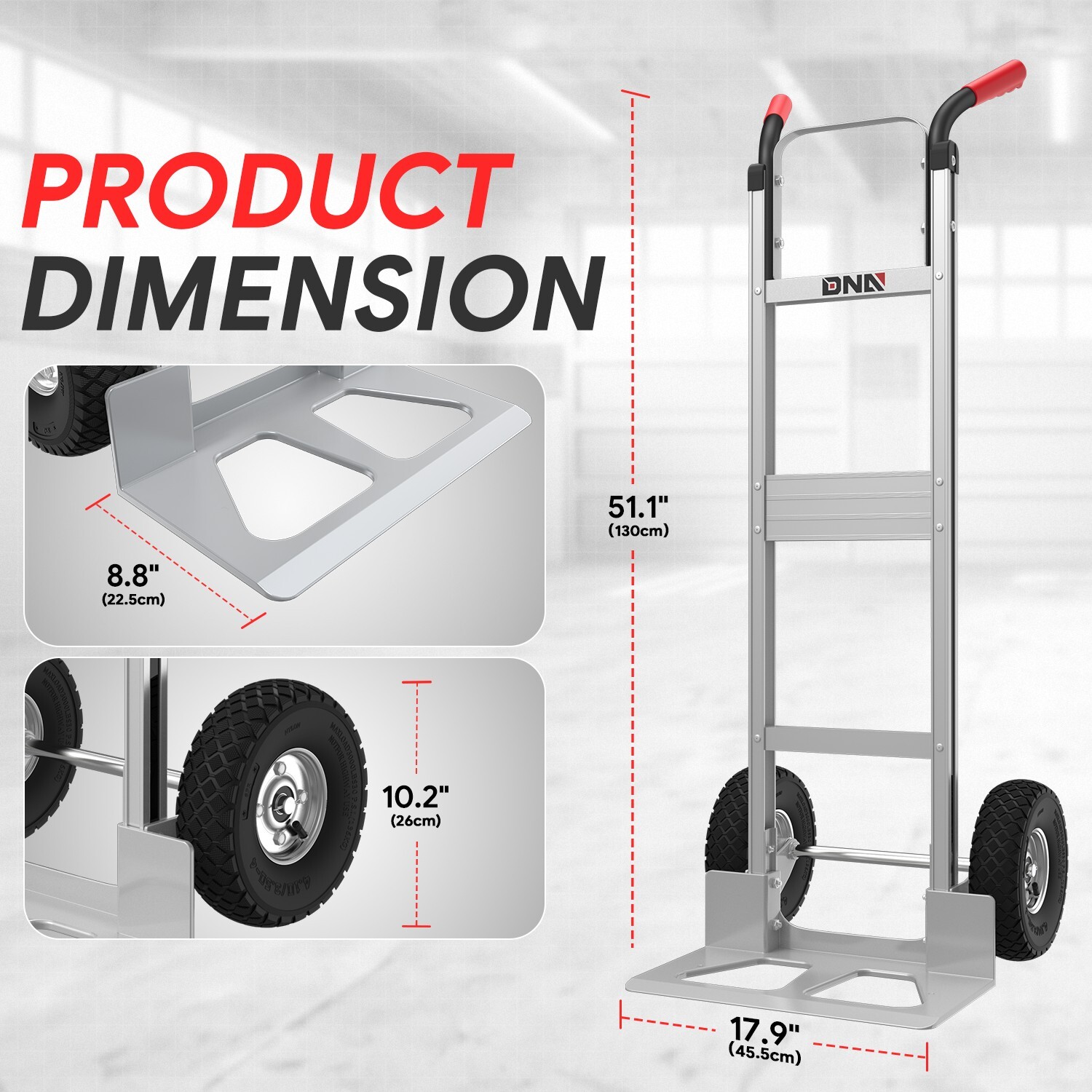 550 bs Heavy Duty Cart Dolly Trolley Push Hand Truck Moving w/ Pneumatic Wheels