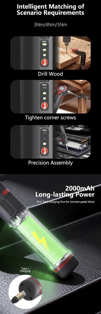 MST 3 Speed Multi Angle Electric Screwdriver Adjustable Mini GRIP Handheld USB C