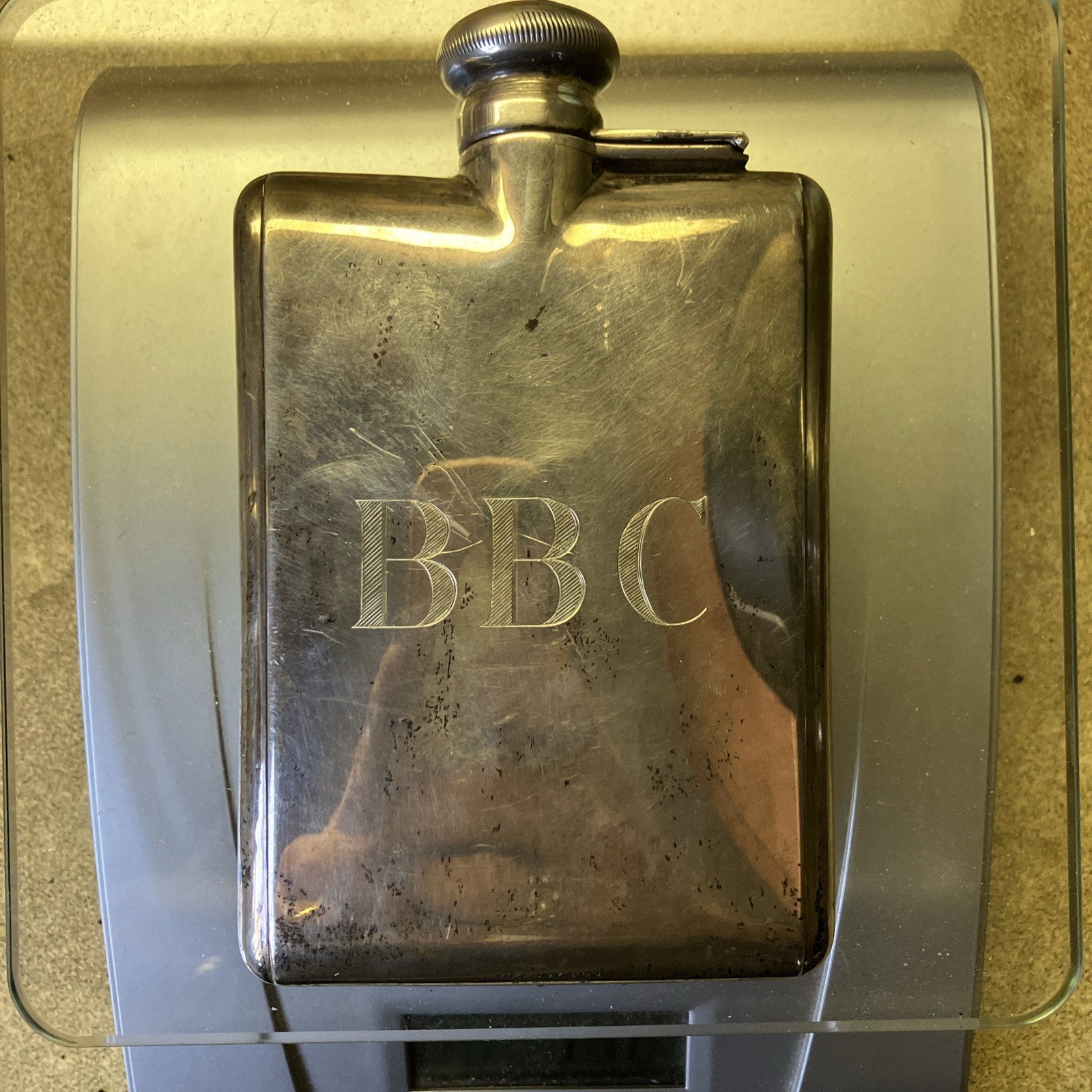 TIFFANY & CO Classy, Vintage, Heavy Sterling Silver FLASK, Engraved ⭐️B B C⭐️