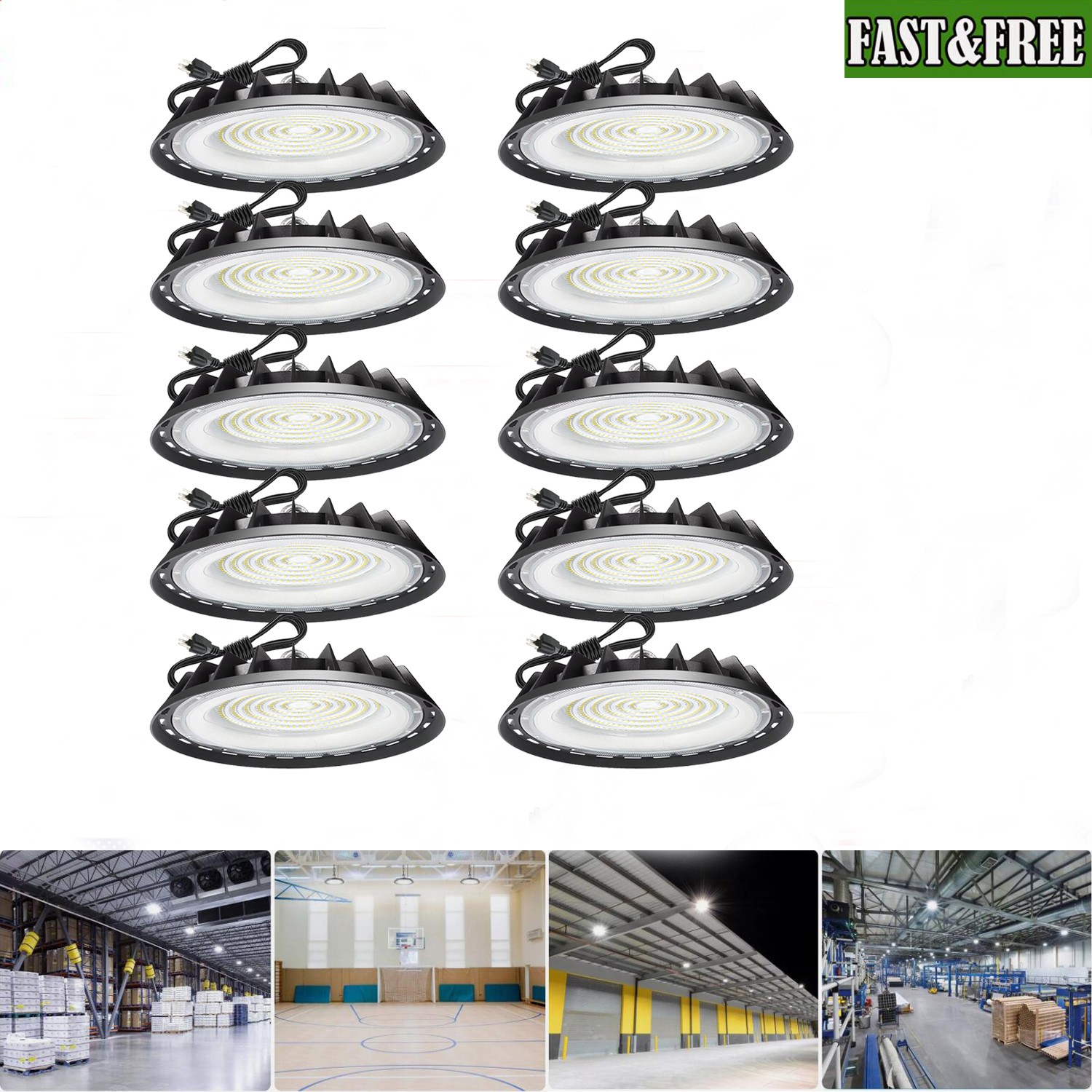 10 Pack 200W UFO Led High Bay Light Industrial Commercial Warehouse Shop Lights