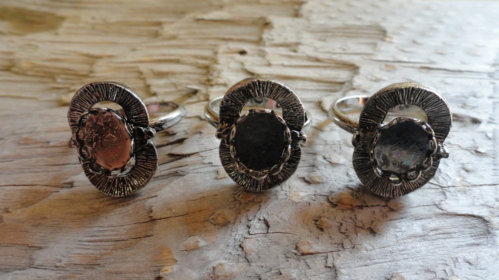 Singing Flower Ring Silver Plated Adjustable 8x10mm Glue On (Pkg 3) 0324
