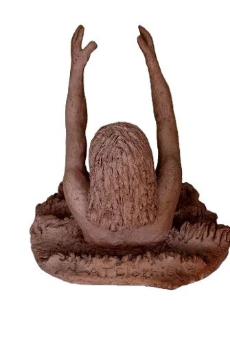 Clay Sculpture of St. Peter Walking on Water Reaching for Jesus Mathew 14 28-31