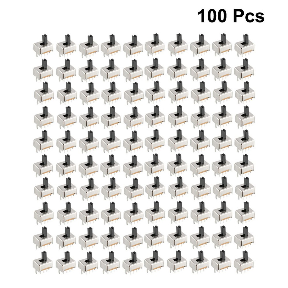100Pcs 5mm Vertical Slide Switch DPDT 2P2T 6 Terminal PCB Panel Latching