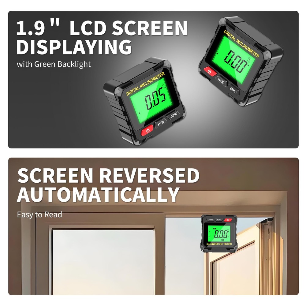 Digital Level Box Construction Protractor Range 4 × 90° Resolution 0.05° Angl...