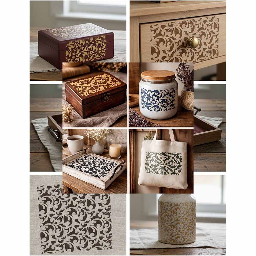 Ornamental Scroll Stencil - Decorative Pattern 10 Mil Mylar Template
