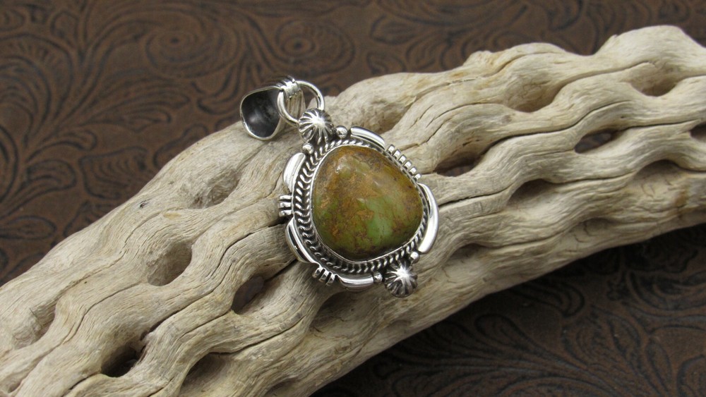 *Green Turquoise Sterling Silver Pendant