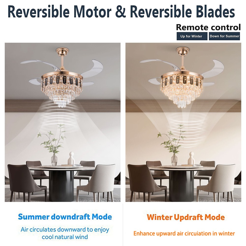 42 Inch 110V LED Ceiling Fan Adjustable Ceiling Light Fan With Remote Control