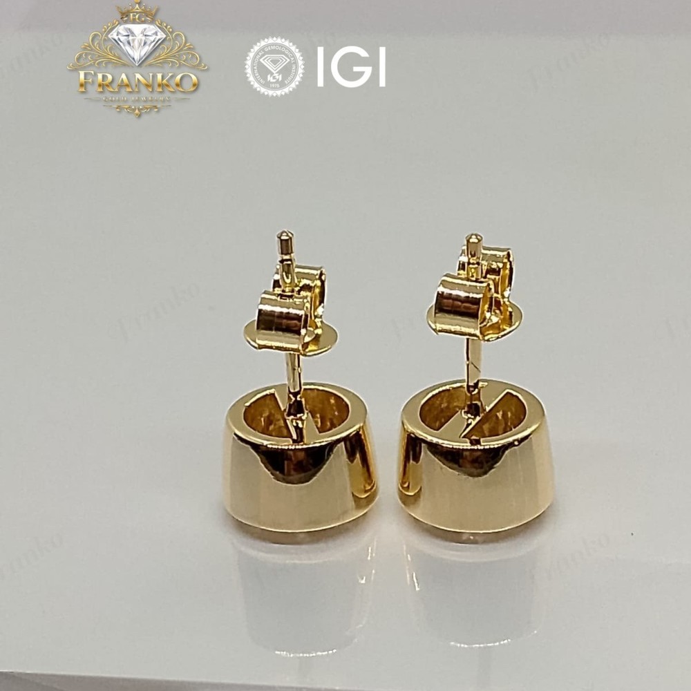IGI 3 Ct Round E/VS1 Lab Grown Diamond Bezel Stud Earrings Solid 14K Yellow Gold