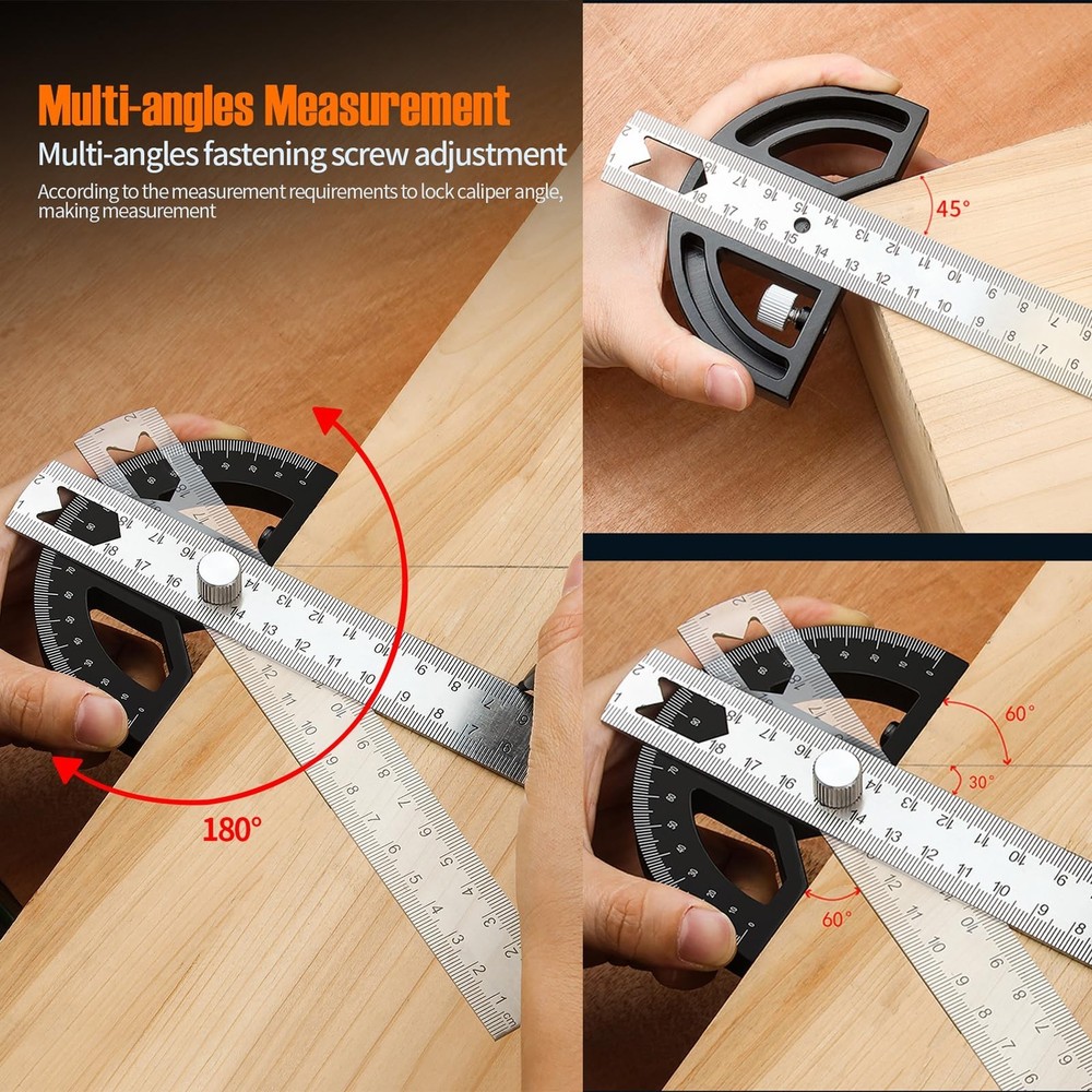 Protractor Angle Finder Carpenter Square Adjustable Aluminum Protractor Squar...