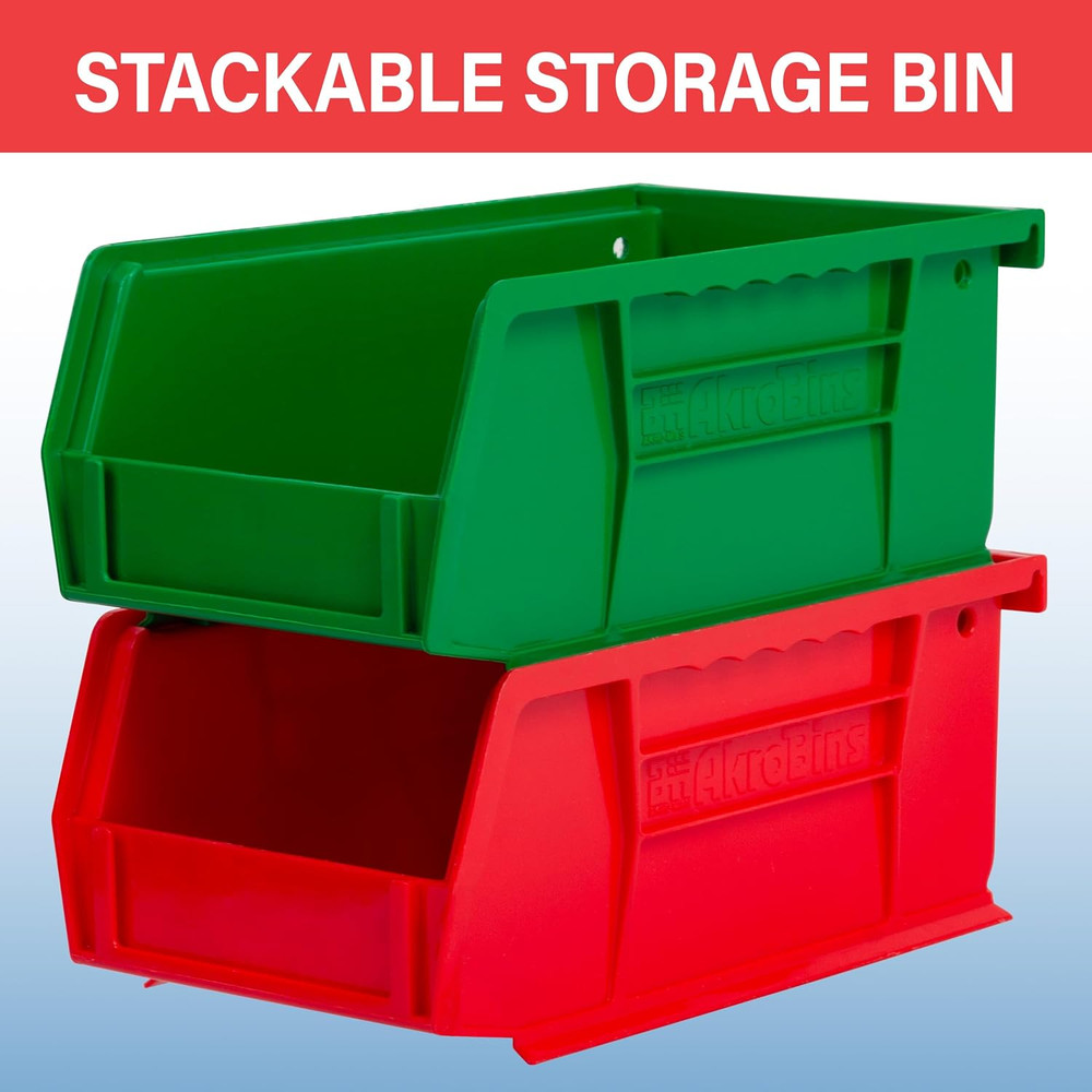 30220 Akrobins Plastic Storage Bins, Space-Saving Stackable Bins for Garage, Pan