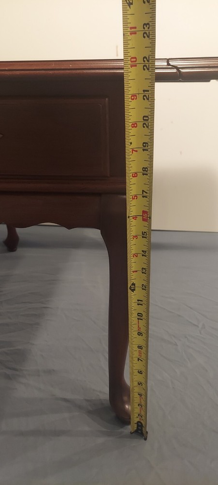 Ethan Allen Solid Cherry Queen Anne Style Drop Leaf Side Table w/Drawer vintage