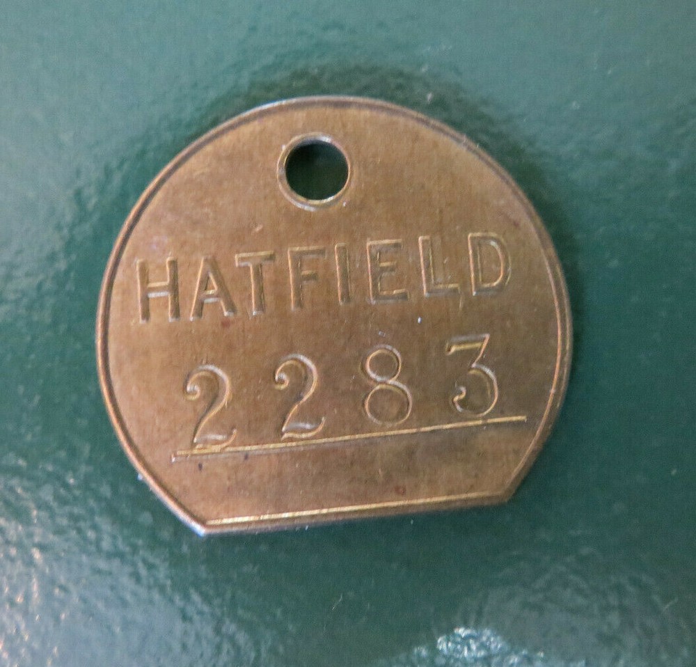 HATFIELD Colliery Pit Check Tally - marked HATFIELD 2283