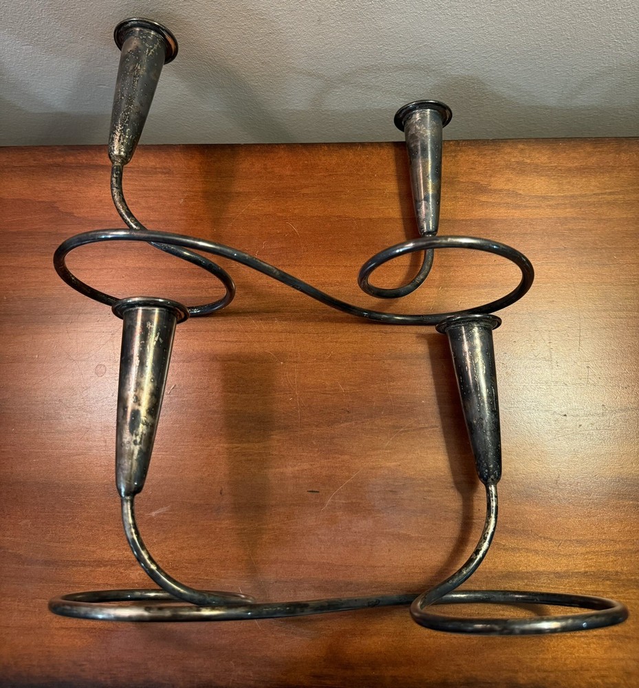 Gunter Kupetz WMF Germany Silver plate Candle Holders Sticks pair set 1950’s MCM