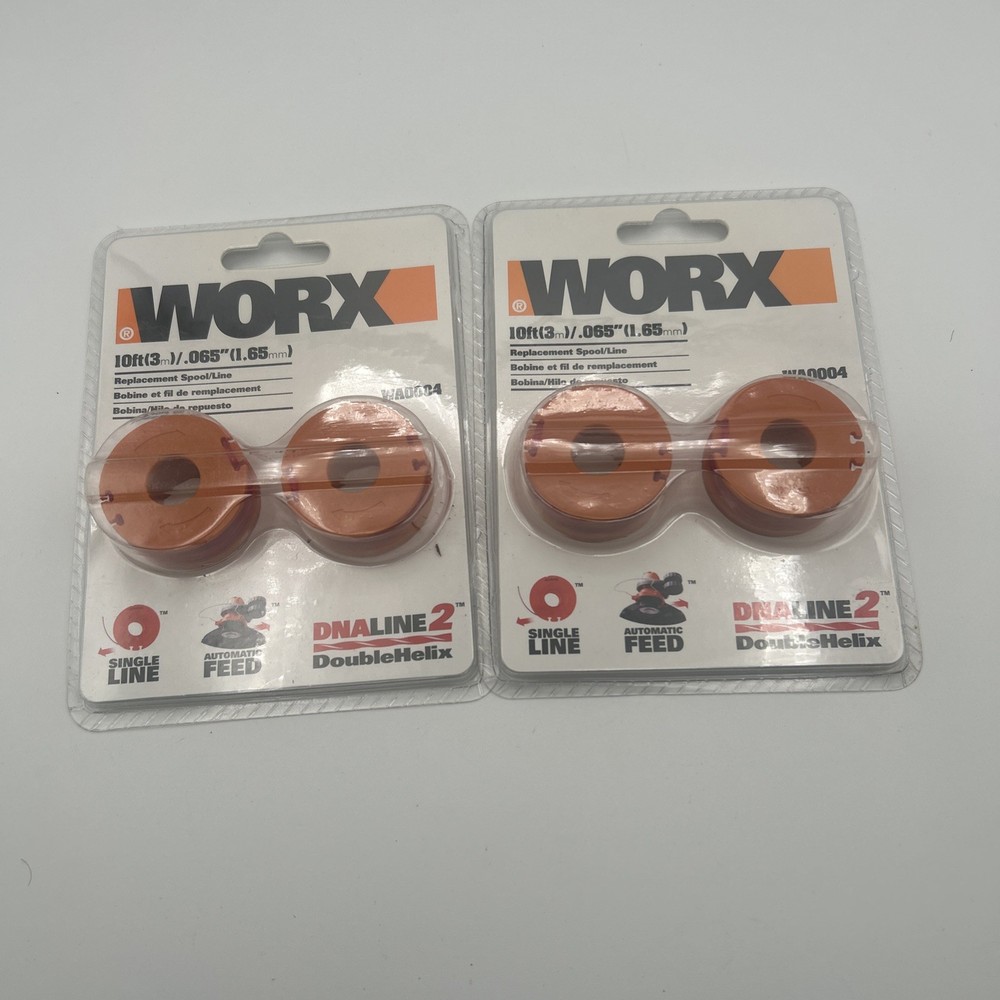 Two 2 pack Genuine WORX WA0004 Replacement Spool Line.    E1