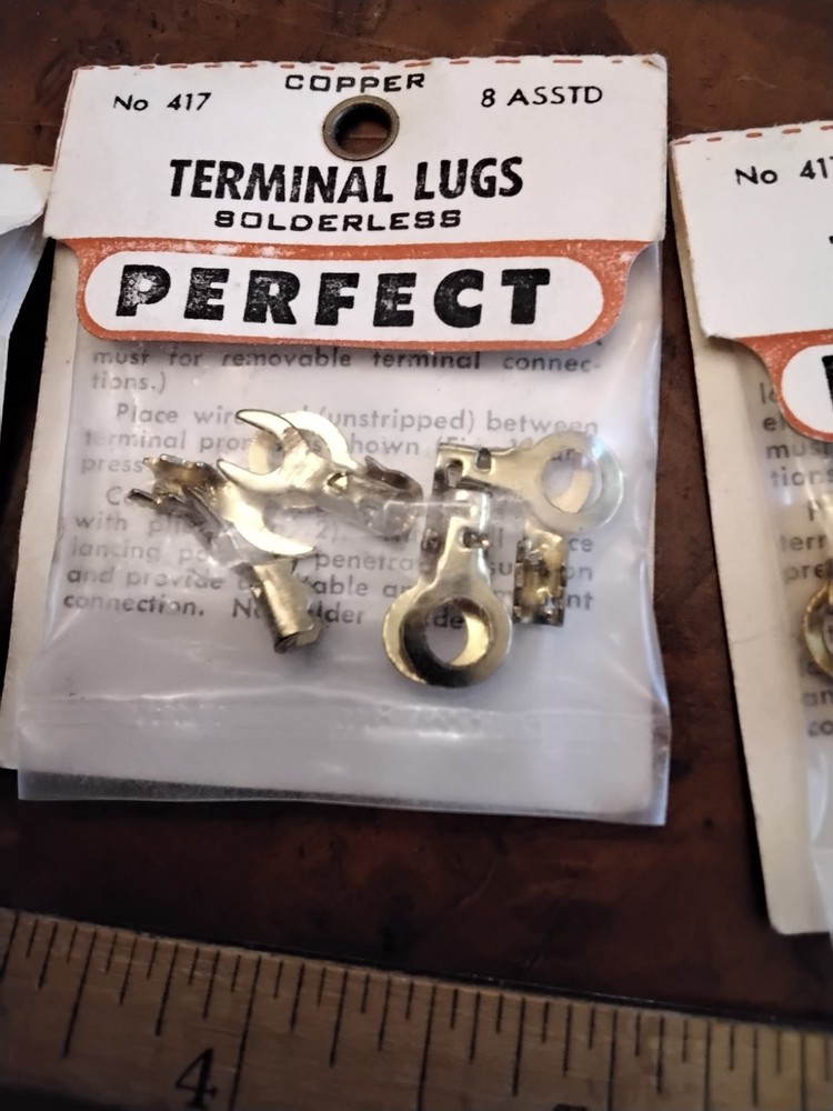 PERFECT #417 COPPER TERMINAL LUGS, ASSORTED, 3 NEW PKGS