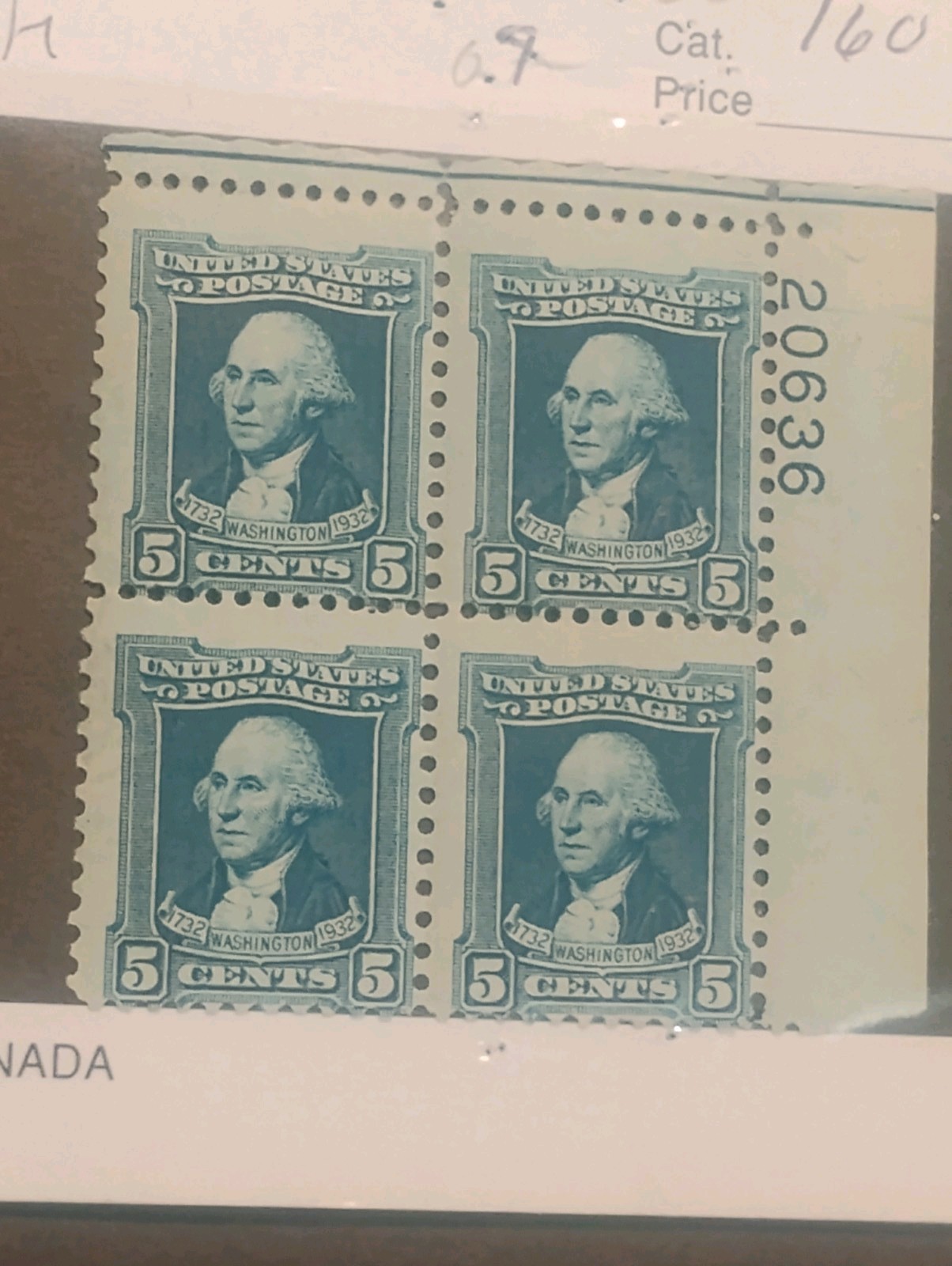 US    1932  GEORGE WASHINGTON   5C  S 710   BLOCK OF 4 w #s      MNH