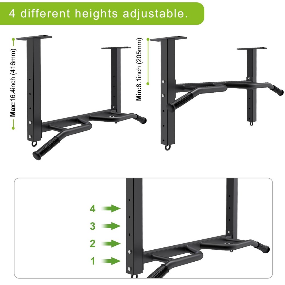 32 Ceiling Mounted Pull Up Bar - Heavy Duty, Highly Adjustable, Multifunctional