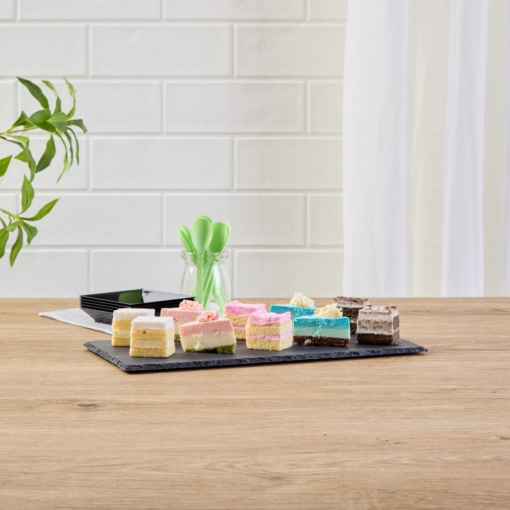Restaurantware Rectangle Slate Platter 4 Count 11.8 x 5.9 Inch Scratch-Resistant