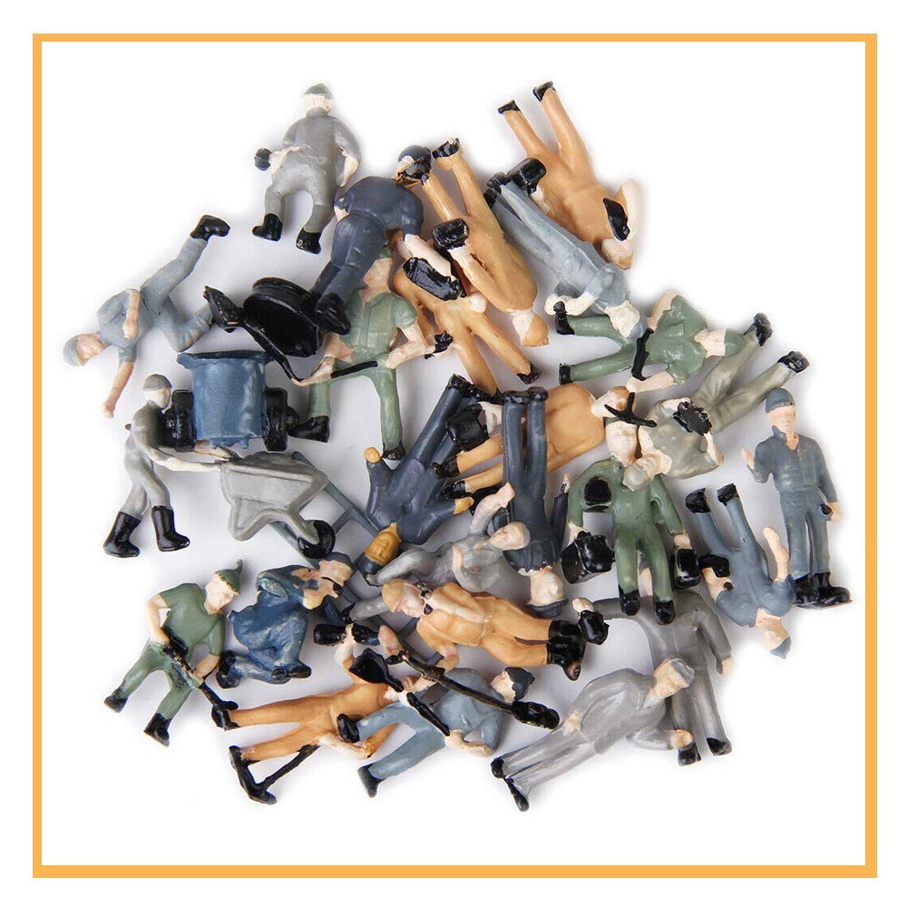 25pcs Simulation Train Track Railroad Worker Model People Figures with Tools ...