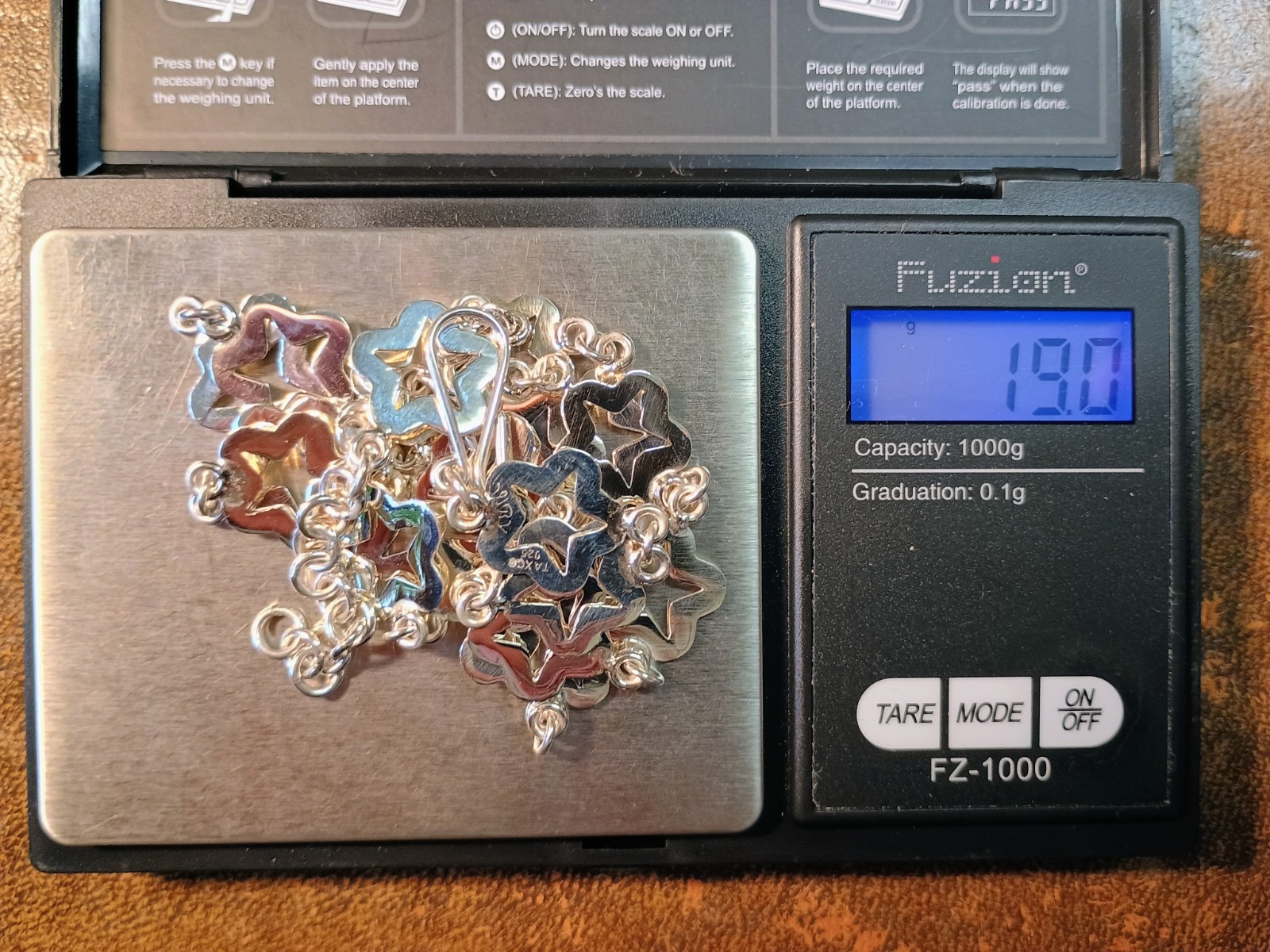 Taxco Mexico 21 Celestial Star Links Chain 21" Necklace 19g 925 Sterling Silver