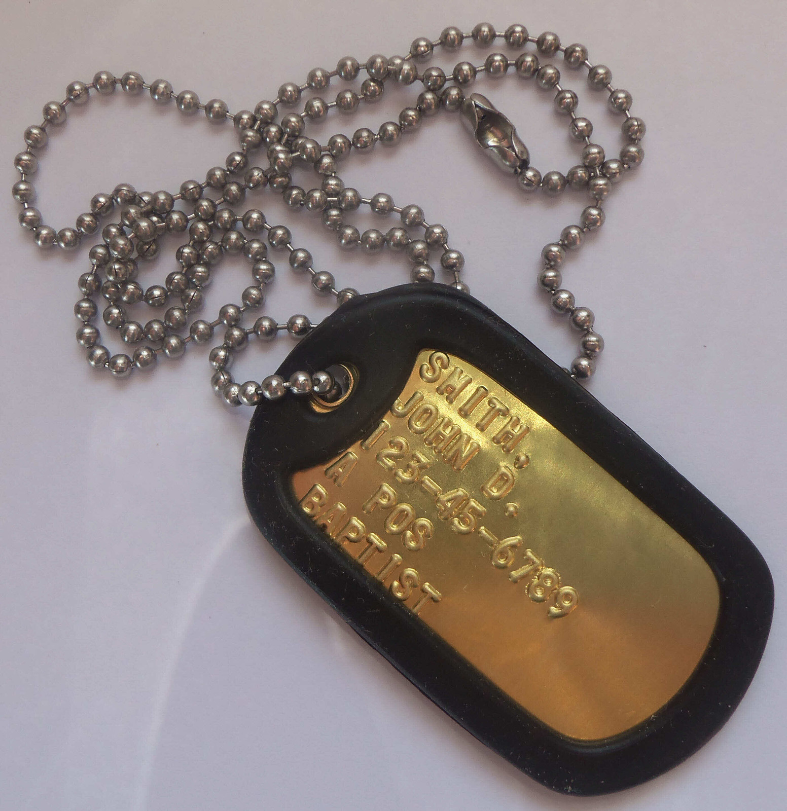 Brass Embossed Military Dog Tag Army Navy Air Force Marine Coast Guard  USA Made