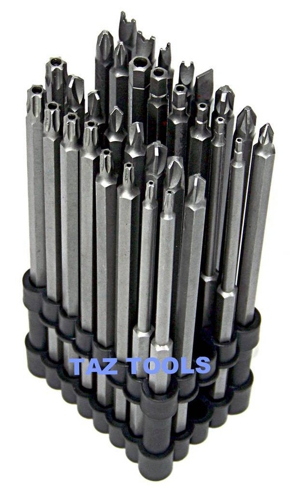 32pc Extra Long Security Bit Tamper Proof Torx Star Tri Wing Pozi Screwdriver