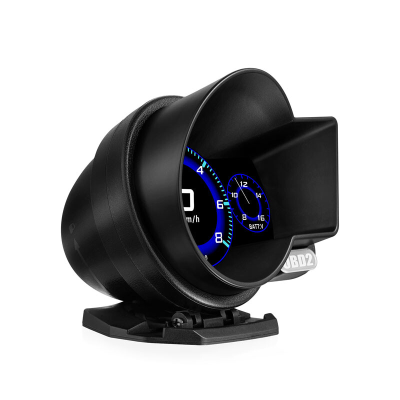 Car Digital OBD2+GPS Head Up Display Gauges Overspeed Speedometer Loop Status