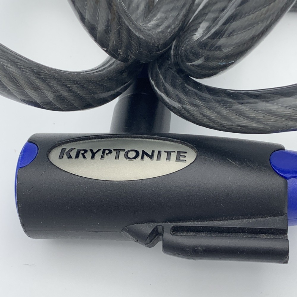 Kryptonite Keyed Steel Cable Lock~5 Ft~10mm~One Key~Blue & Black