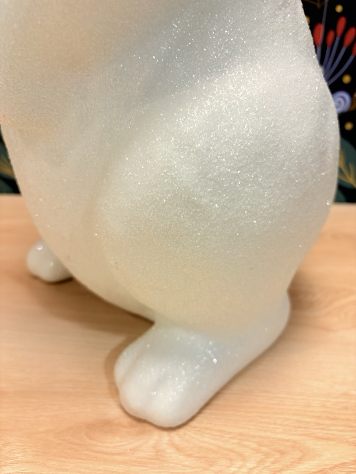 Large 25” Blow Mold Bunny Rabbit W/ Velvet Lavender Ribbon And Glitter Coating