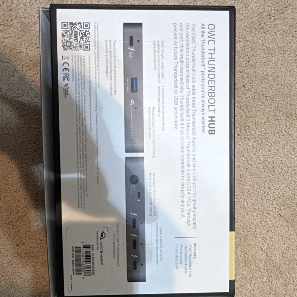 OWC Thunderbolt Hub Docking Station Thunderbolt 4 USB-A Black Gray