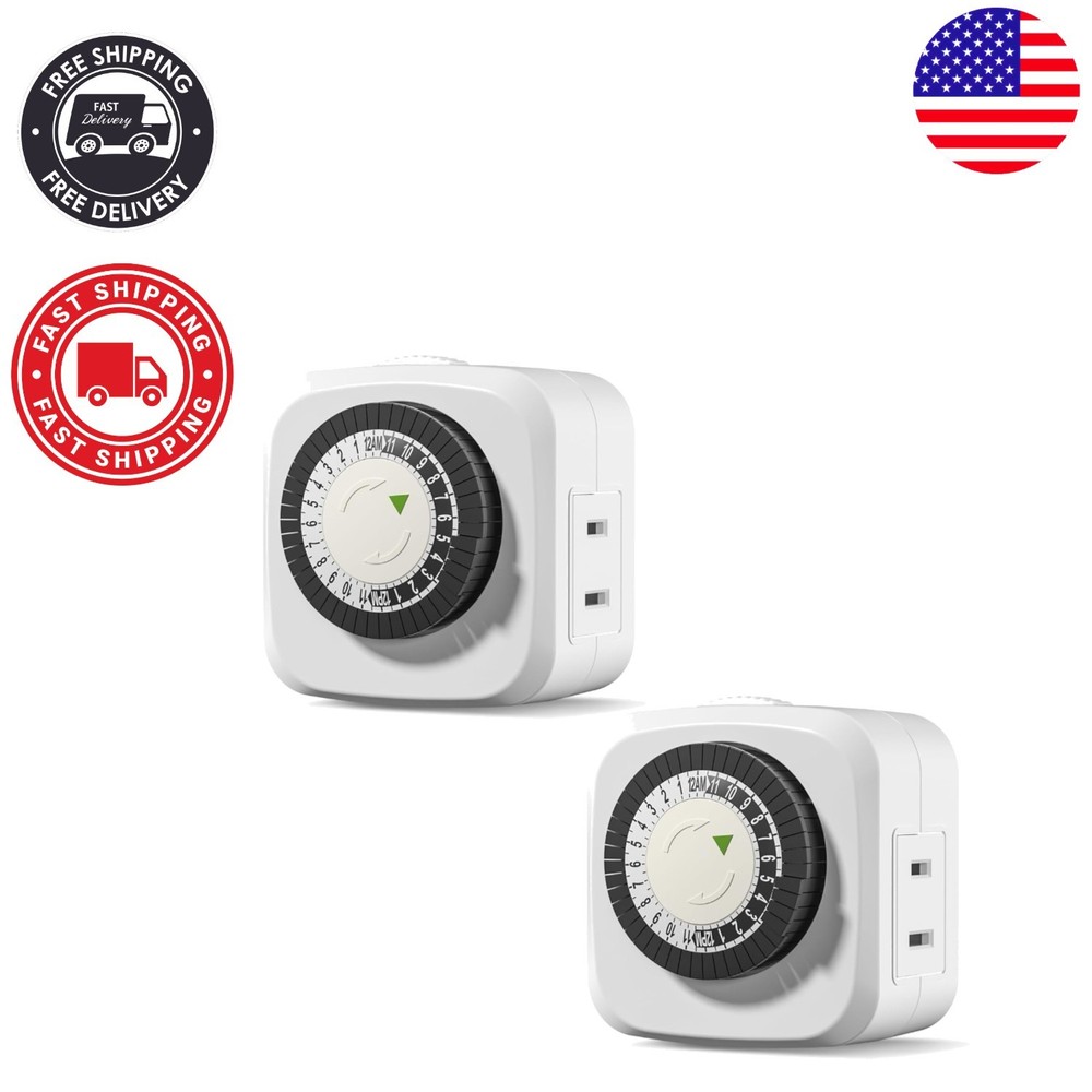 Robust 2-Pack Mechanical Timers with 24-Hour Scheduling for Home Enlightenment