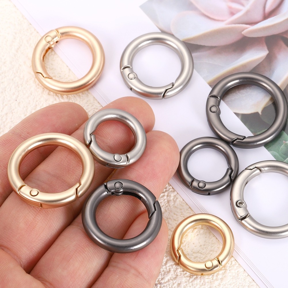 4Pcs Round Spring Snap Hooks, 0.7" O Rings Buckle, Matte Gold