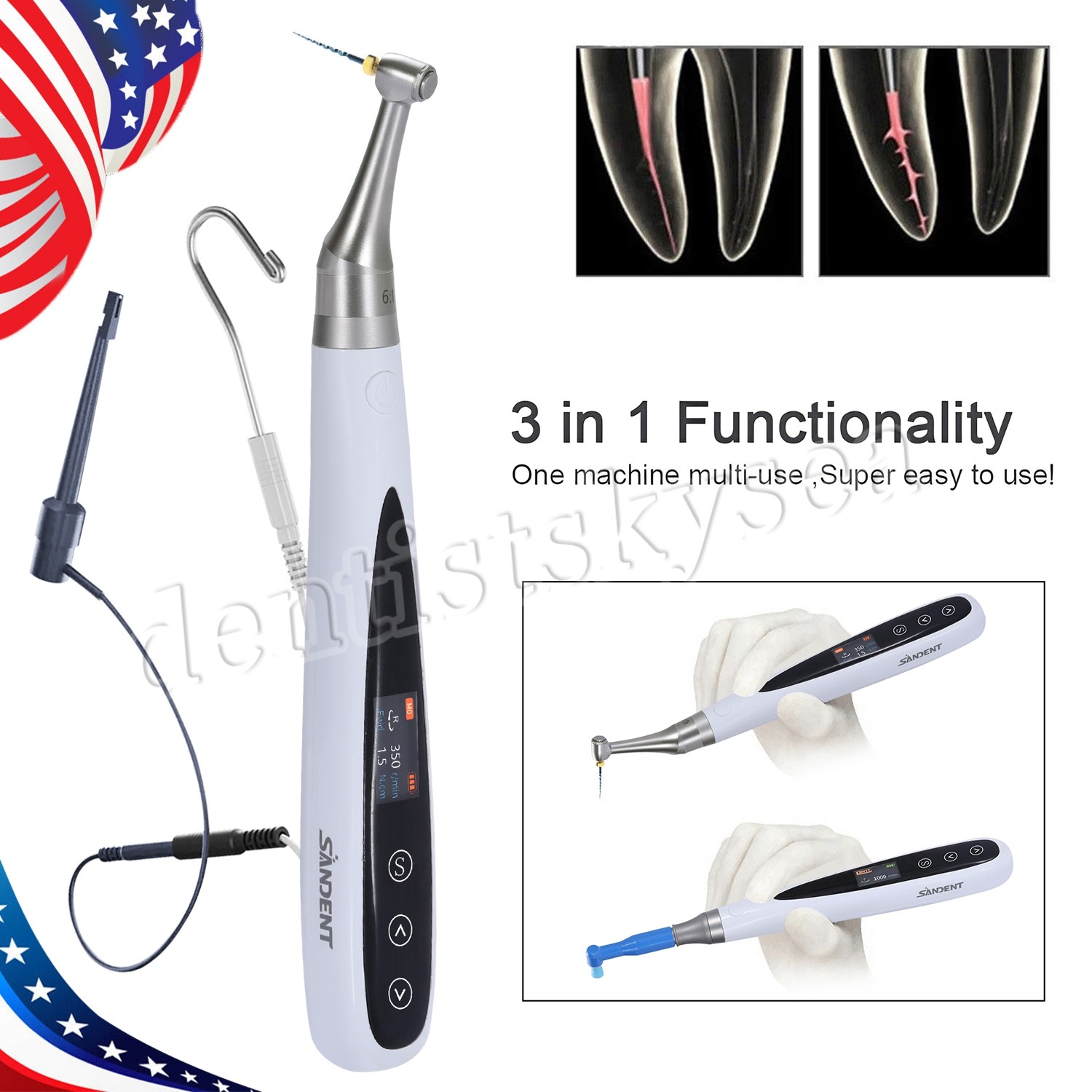 Dental 3in1 Endo Motor Apex Locator/Endo Heated Pen Obturation System Heated Tip