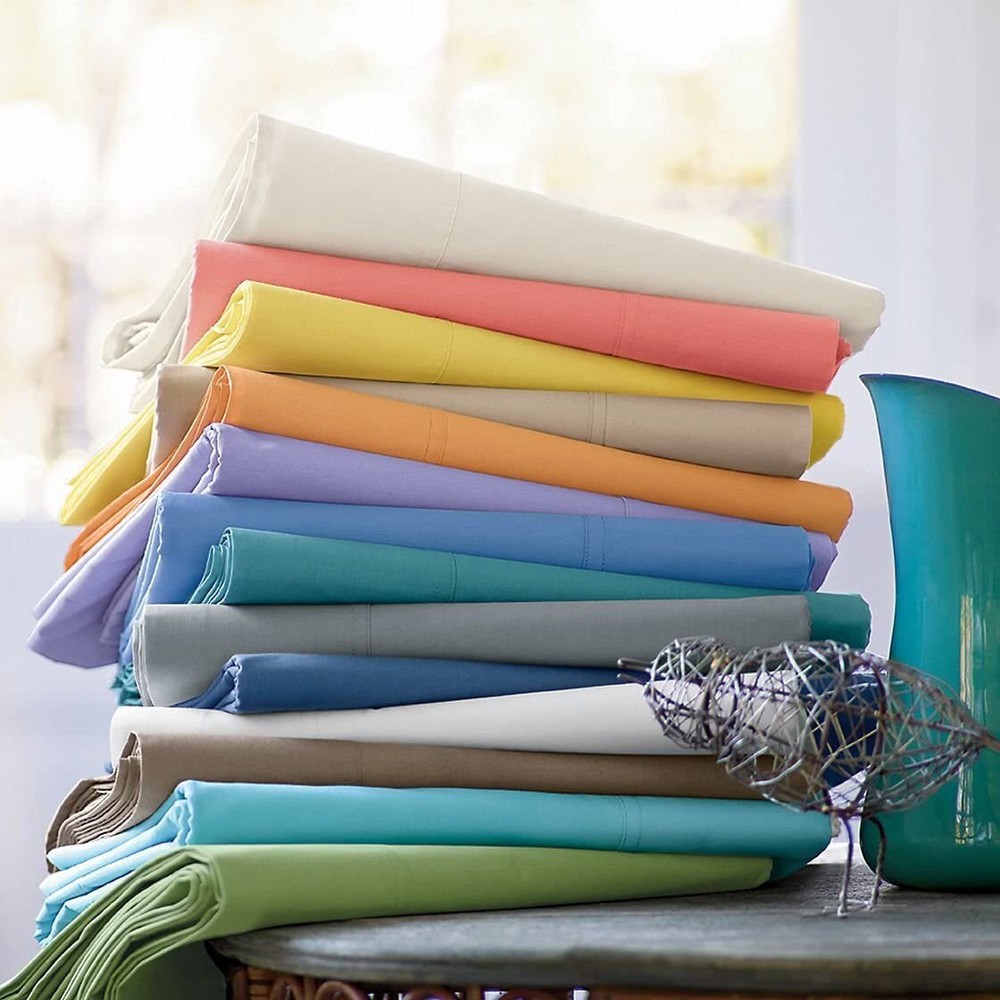 1000-1200 THREAD COUNT EGYPTIAN COTTON 4 PCs SHEET SET SOLID COLORS US FULL