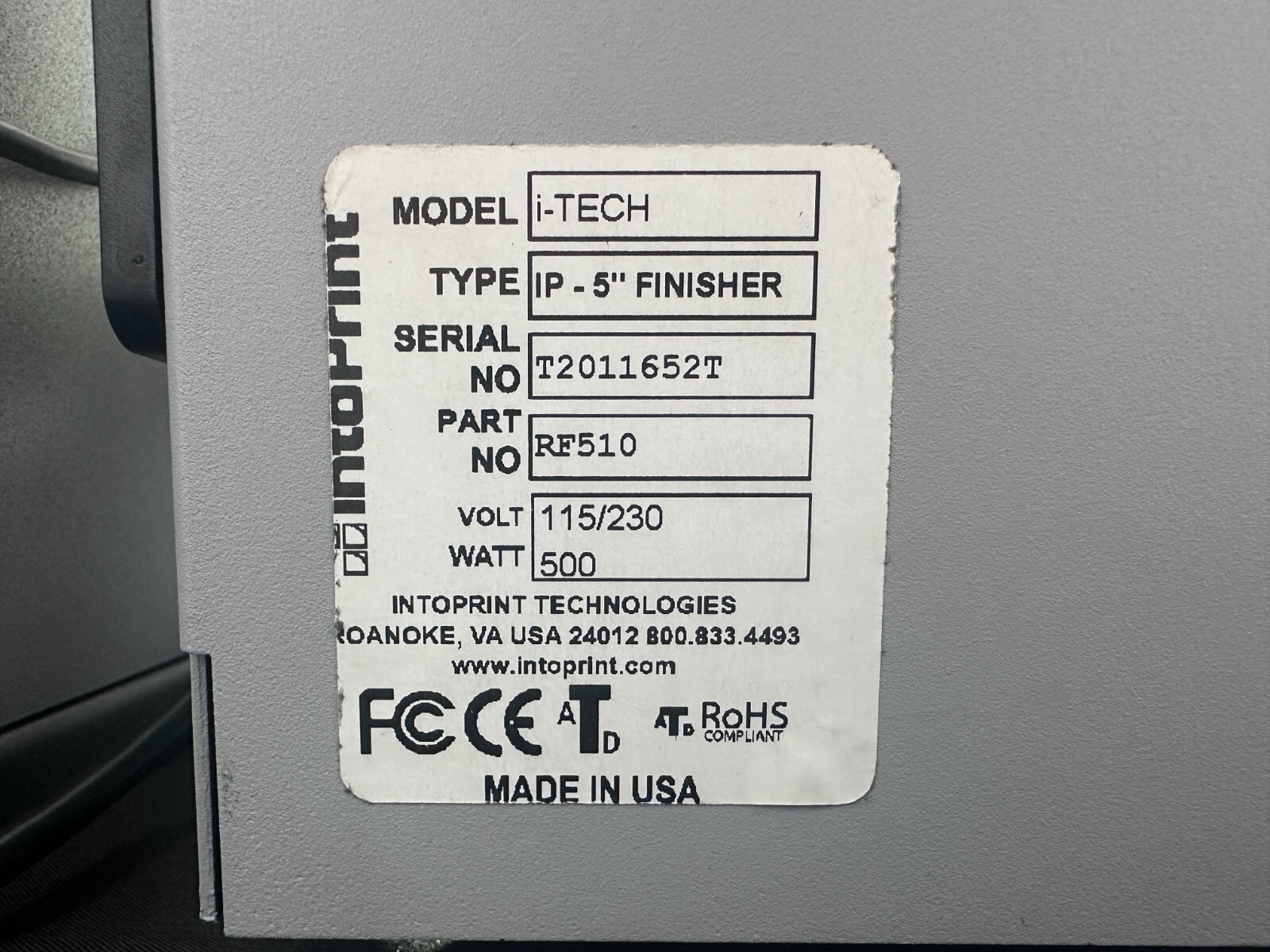 IntoPrint RP530W Digital Label Printer System w/Finisher & Rewinder