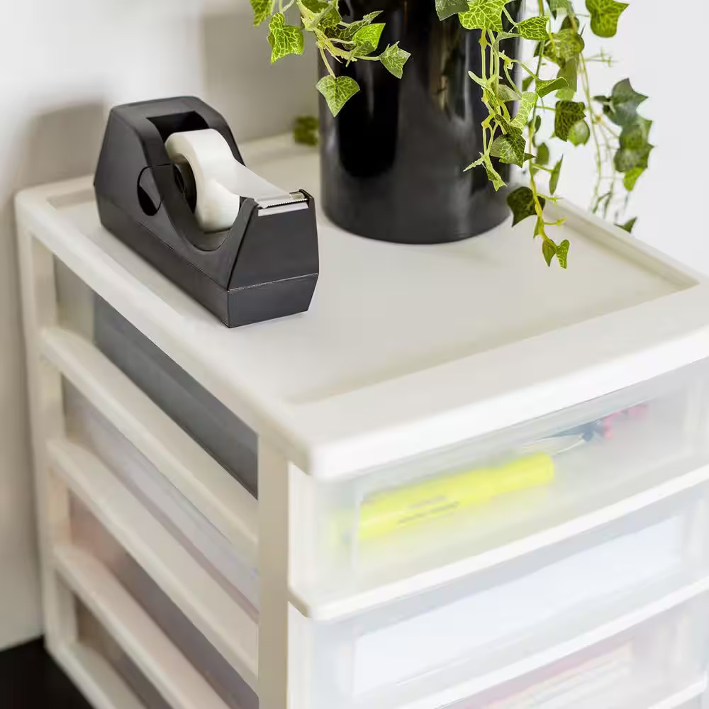 4 Drawer Compact Desktop System in White