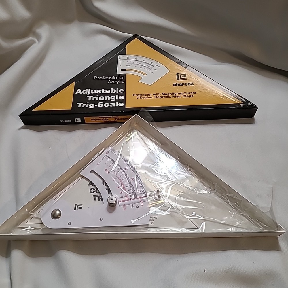 CHARVOZ Adjustable Triangle Trig Scale:  Degree -Rise - Slope w/ box - #31-9308