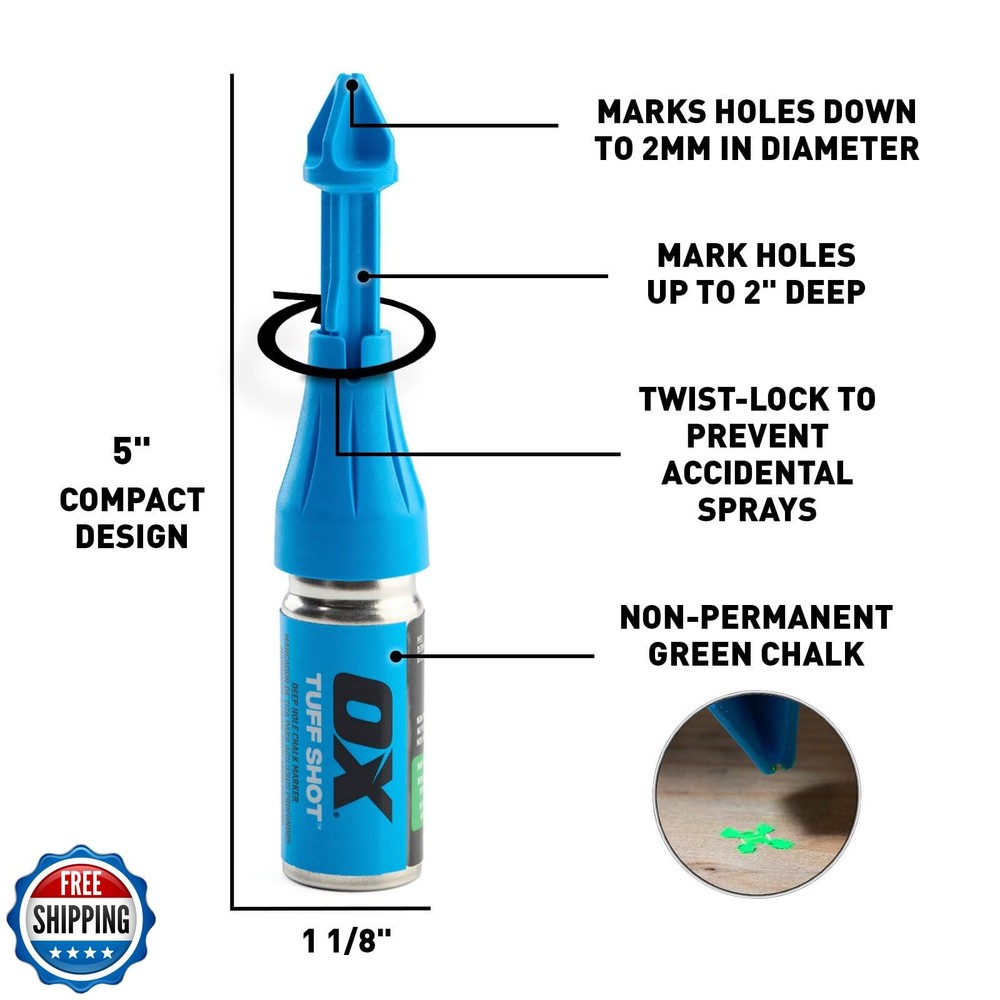 OX Tools 2-Pack Tuff Shot Deep Reach Marking Tool, Drill Hole Mar