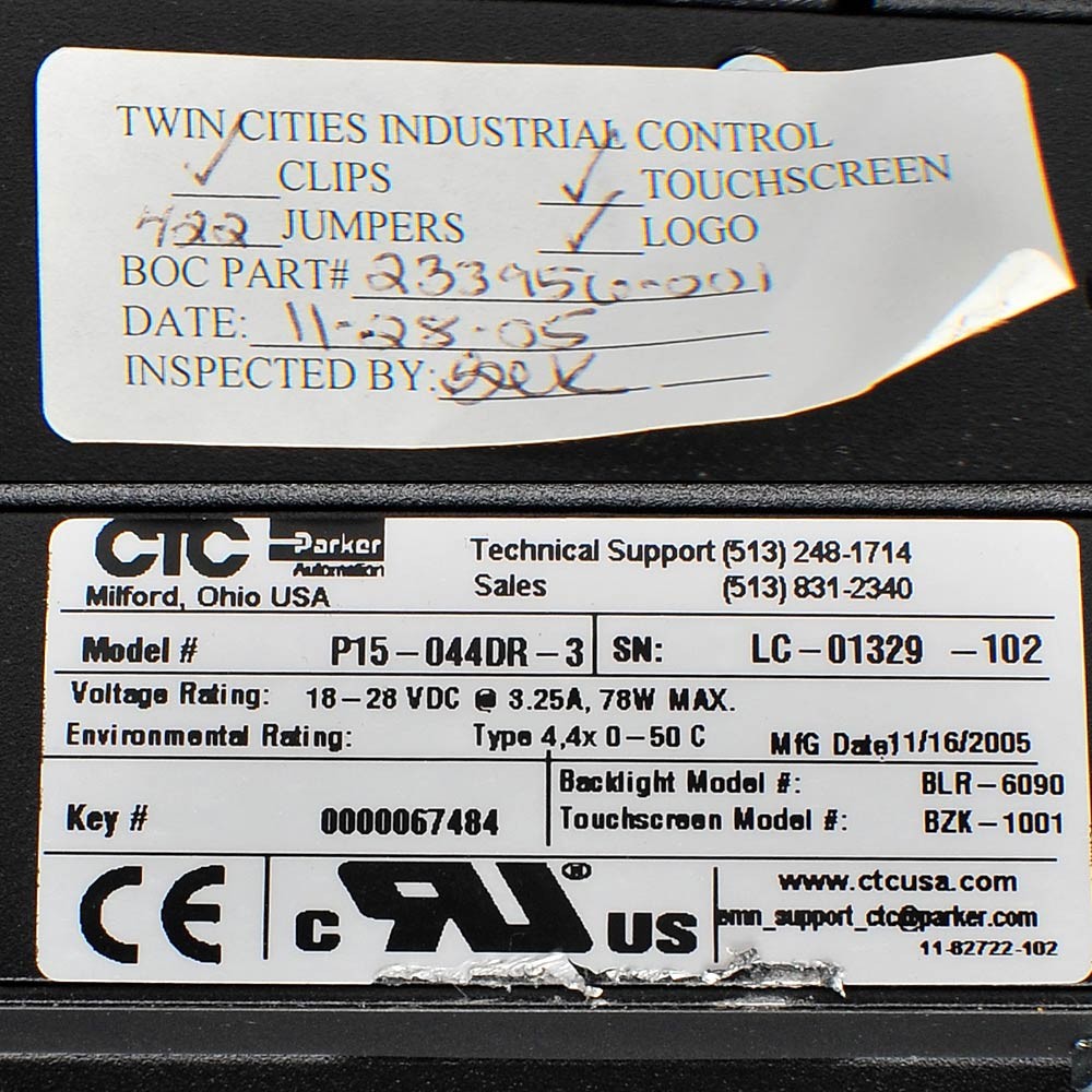 CTC Parker P15-044DR-3 Operator Interface Computer with LCD Display AS-IS DIM!