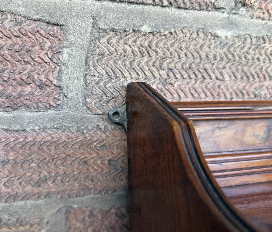 Antique Edwardian Oak Wall Hanging Smokers Cabinet & Original Glass Match Holder