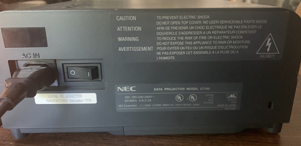 TC78 Used Nec Technologies Multi Sync LT100 Portable Projector Works great!