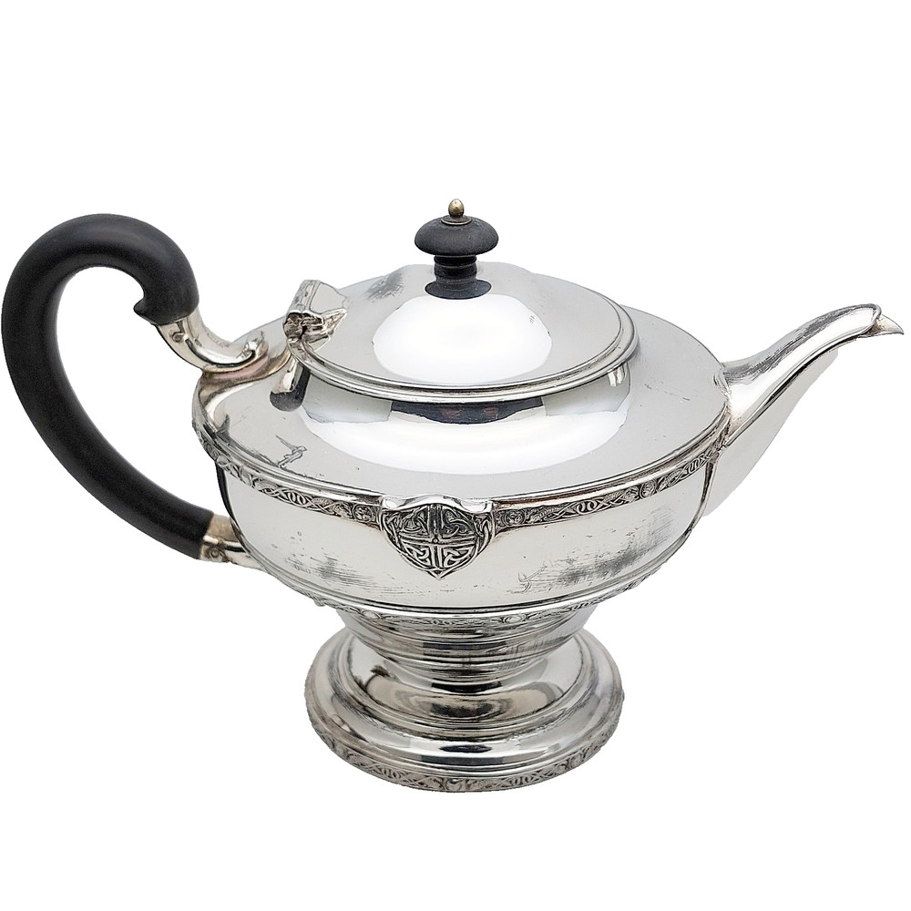Celtic Lindisfarne Pattern Silver Plated 3 Piece Tea Service Set Atkin Bros