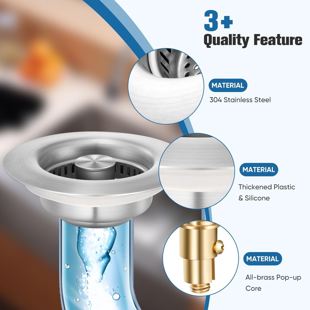 2 Pack Sink Drain Strainer Kitchen Sink Drain Strainer&Sink Stopper,Stainless...