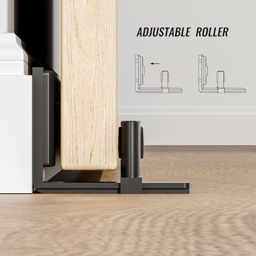 Upgraded Sliding Barn Door Bottom Floor Guide with Adjustable Roller, Wall