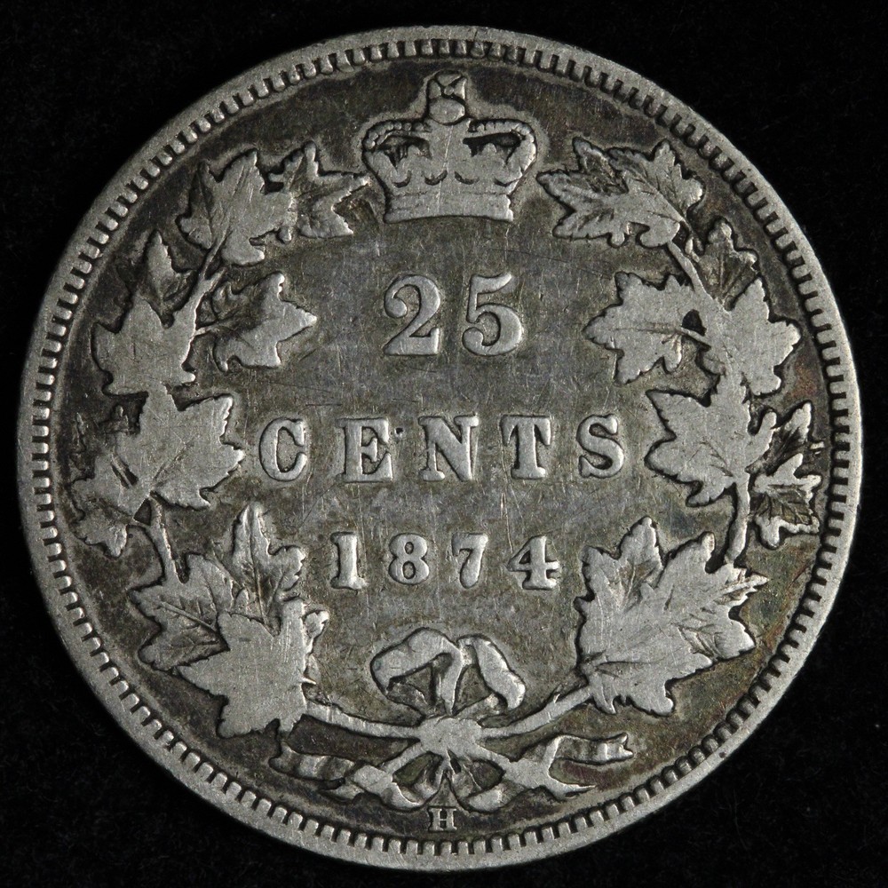 1874-H Canada SILVER Twenty Five Cents E304 VSKCH